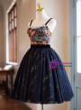 Black Tulle Sequins Print Straps Homecoming Dress