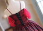 Burgundy Rose Print Spaghetti Straps Homecoming Dress