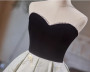 Simple Black Velvet Strapless Pearls Homecoming Dress