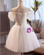 White Tulle Pleats Flower Wedding Dress