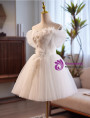 White Tulle Pleats Flower Wedding Dress