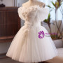 White Tulle Pleats Flower Wedding Dress