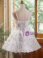 White Lace 3D Flower Spaghetti Straps Homecoming Dress
