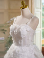 White Lace 3D Flower Spaghetti Straps Homecoming Dress