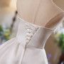 White Satin Strapless Feather Homecoming Dress