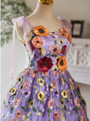 Purple Tulle Colorful Flower Homecoming Dress