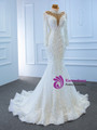 White Mermaid Tulle Backless Appliques Beading Wedding Dress