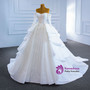 White Tulle Long Sleeve Sequins Beading Wedding Dress
