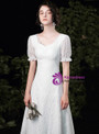 White Lace Short Sleeve Wedding Dress