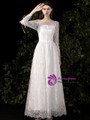 White Lace Long Sleeve Wedding Dress