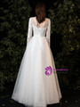White Tulle Appliques Long Sleeve Wedding Dress