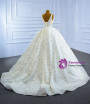 White Tulle Sequins Beading V-neck Wedding Dress