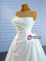 Fashion White Satin Pleats Pearls Wedding Dress