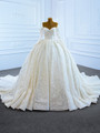Ball Gown Tulle Sequins Long Sleeve Wedding Dress