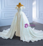 Heavy Beading Pearls Sequins White Wedding Dress