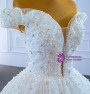 Luxury White Tulle Pearls Crystal Wedding Dress