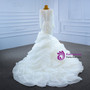 White Mermaid Pearls Long Sleeve Tulle Wedding Dress
