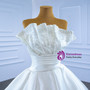 White Satin Pleats Pearls Wedding Dress