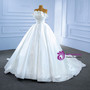 White Satin Pleats Pearls Wedding Dress
