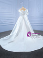 Sexy White Satin Pleats Off the Shoulder Wedding Dress