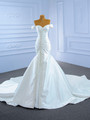 Fashion White Mermaid Satin Off the Shoulder Pearls Wedding Dress