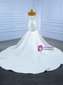 Fashion White Mermaid Satin Off the Shoulder Pearls Wedding Dress