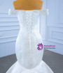 Fashion White Mermaid Satin Off the Shoulder Pearls Wedding Dress