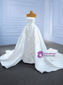 White Satin Sequins Appliques Beading Wedding Dress