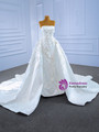 White Satin Sequins Appliques Beading Wedding Dress