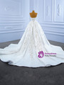 White Satin Sequins Appliques Beading Wedding Dress