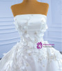 White Satin Sequins Appliques Beading Wedding Dress