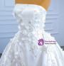 White Satin Sequins Appliques Beading Wedding Dress