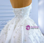 White Satin Sequins Appliques Beading Wedding Dress