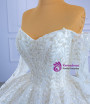 Luxury White Tulle Long Sleeve Sequins Beading Wedding Dress