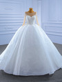 White Lace Long Sleeve Beading Sequins Wedding Dress