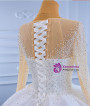 White Lace Long Sleeve Beading Sequins Wedding Dress