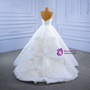 White Tulle Hi Lo Strapless Wedding Dress 