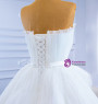 White Tulle Strapless Pleats Hi Lo Wedding Dress