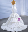 Simple White Mermaid Satin V-neck Wedding Dress