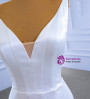 Simple White Mermaid Satin V-neck Wedding Dress