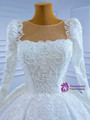 White Long Sleeve Sequins Appliques Beading Wedding Dress