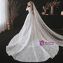 White Lace Short Sleeve Wedding Dress With Detachable Train