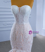 Champagne Mermaid Tulle Lace Sweetheart Wedding Dress With Shawl