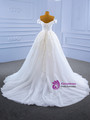 White Tulle Appliques Off the Shoulder Wedding Dress