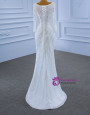 White Mermaid Sequins Square Wedding Dress With Detachable Train