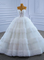 White Tulle Pleats Sweetheart Beading Wedding Dress