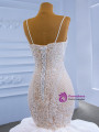 White Mermaid Spaghetti Straps Appliques Beading Wedding Dress
