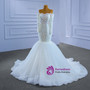 White Mermaid Long Sleeve Beading Wedding Dress