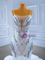 White Mermaid Beading Crystal Spaghetti Straps Wedding Dress