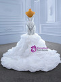 White Mermaid Beading Crystal Spaghetti Straps Wedding Dress
